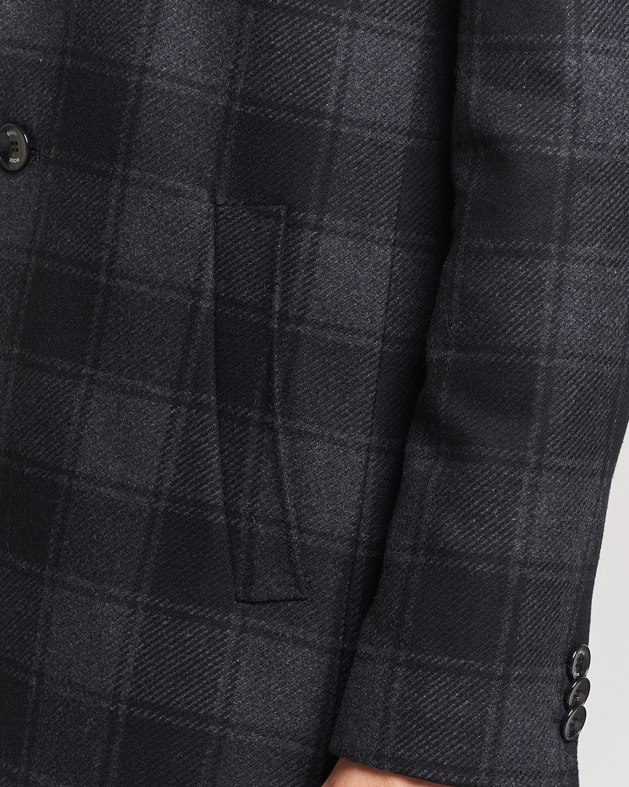Herre | Jakker | BOSS BLACK | Hyde Wool Checked Coat Black/Grey