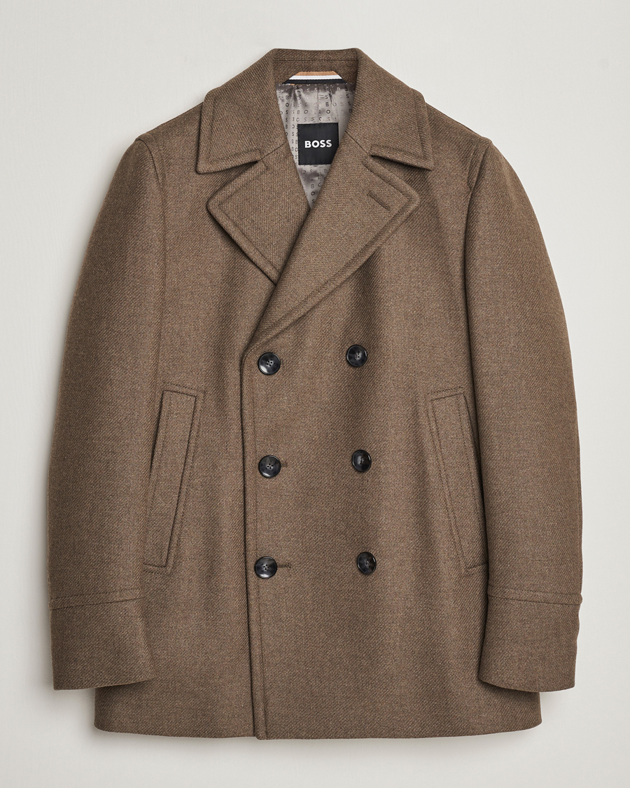Herre | Jakker | BOSS BLACK | Hyde Peacoat Open Green