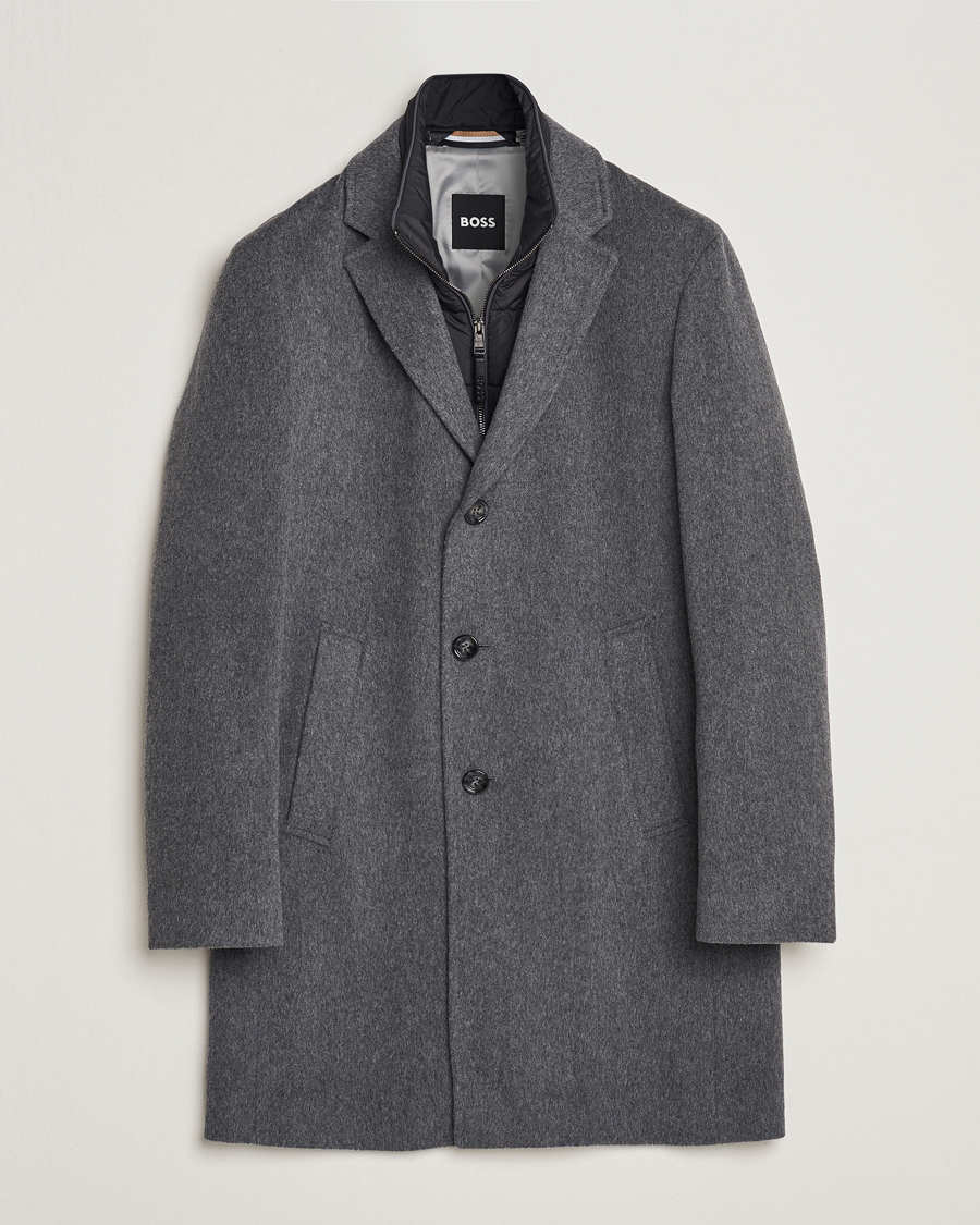 Herre | Jakker | BOSS BLACK | Hyde Wool Bib Coat Medium Grey