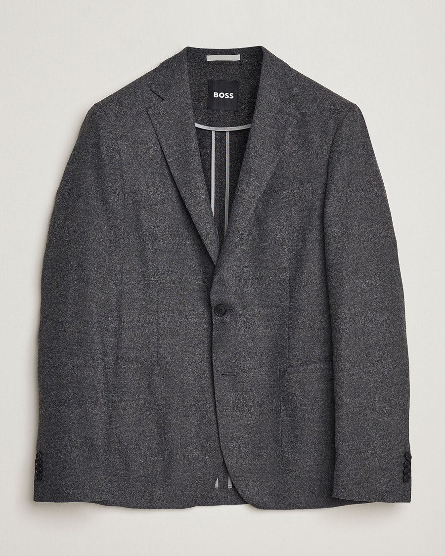 Herre | Dressjakker | BOSS BLACK | Hanry Tech Flannel Blazer Dark Grey