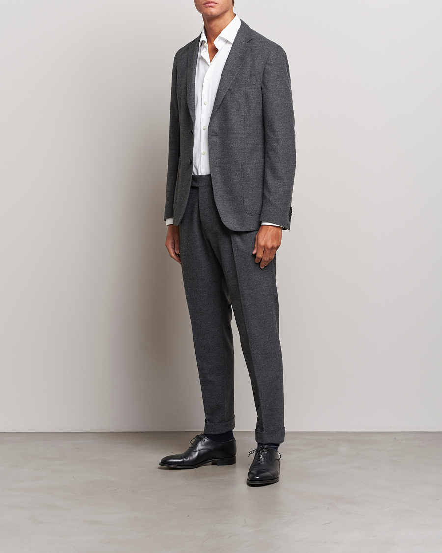Herre | Dressjakker | BOSS BLACK | Hanry Tech Flannel Blazer Dark Grey