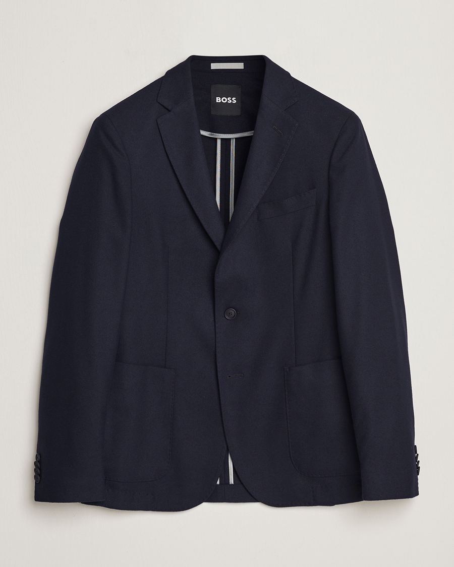 Herre | Dressjakker | BOSS BLACK | Hanry Tech Flannel Blazer Dark Blue