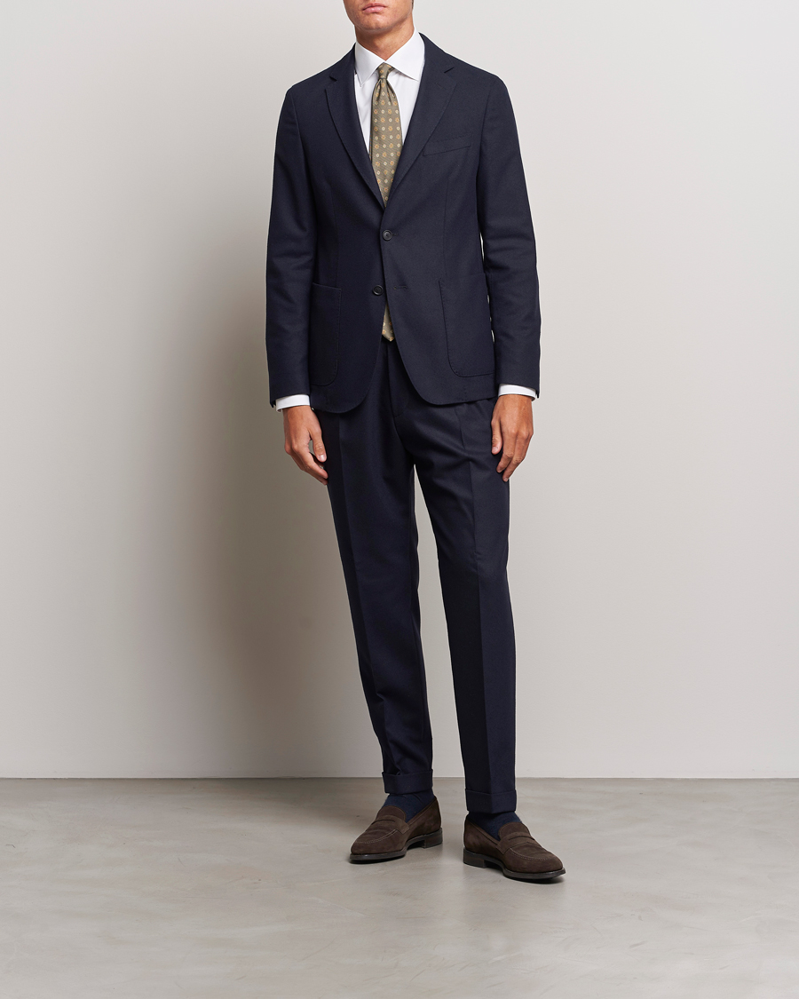 Herre | Dressjakker | BOSS BLACK | Hanry Tech Flannel Blazer Dark Blue