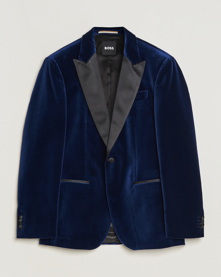Herre | Dressjakker | BOSS BLACK | Hutson Velvet Tuxedo Blazer Dark Blue