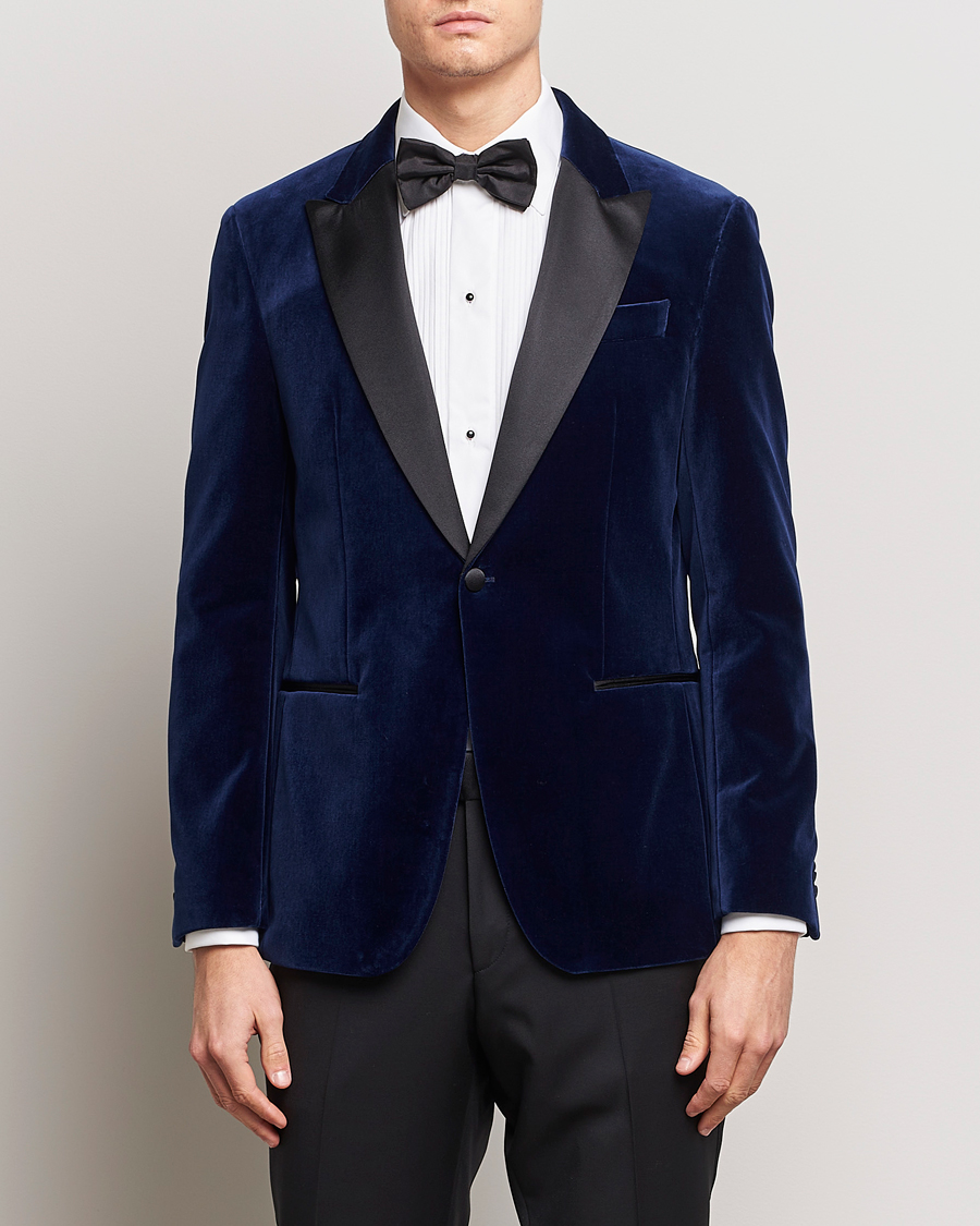 Herre | Dressjakker | BOSS BLACK | Hutson Velvet Tuxedo Blazer Dark Blue