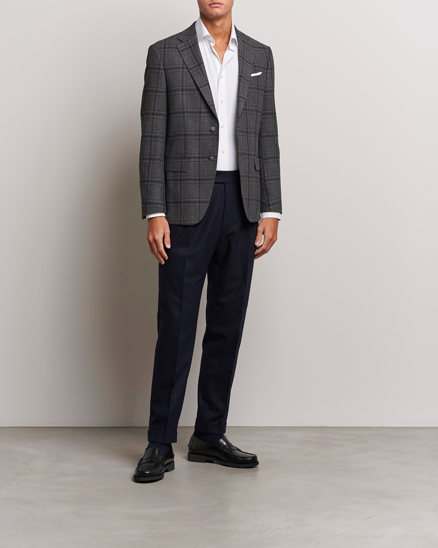 Herre | Dressjakker | BOSS BLACK | Hutson Checked Wool Blazer Dark Grey