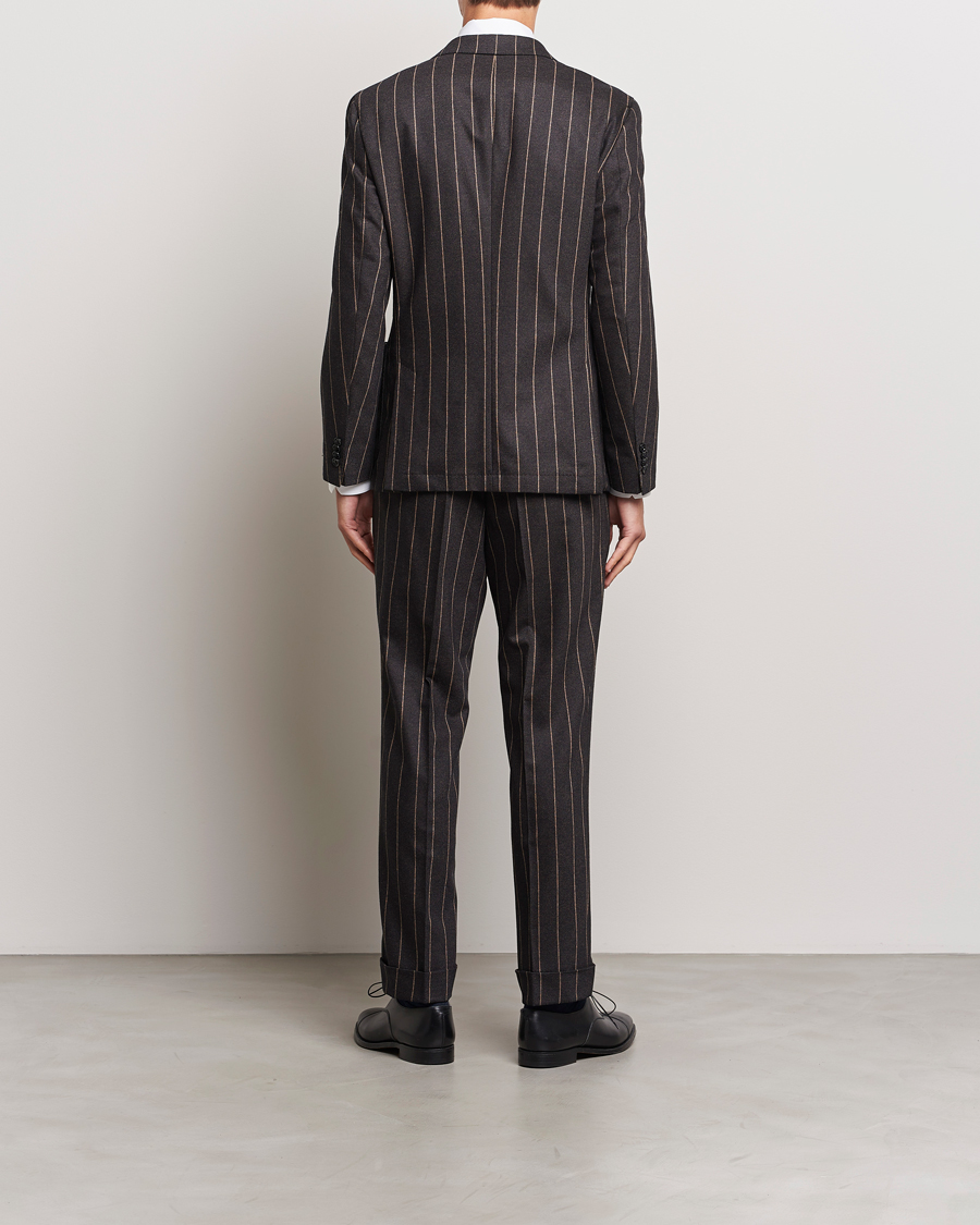Herre |  | BOSS BLACK | Huge Double Breasted Pinstripe Suit Dark Brown