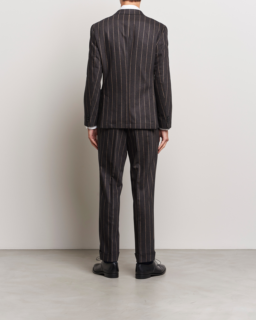 Herre | Dresser | BOSS BLACK | Huge Double Breasted Pinstripe Suit Dark Brown