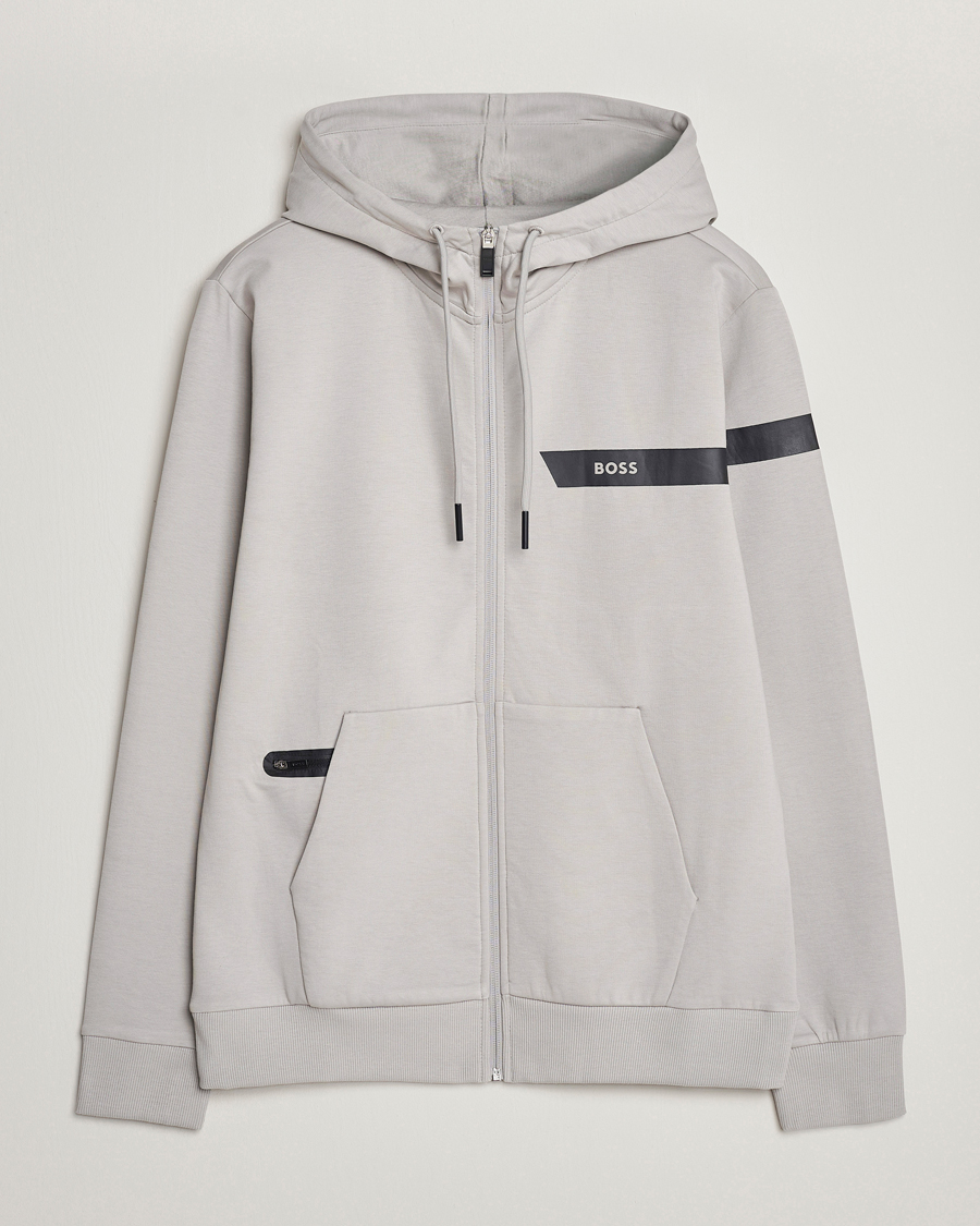 Herre | Gensere | BOSS GREEN | Saggy Full Zip Hoodie Open Grey