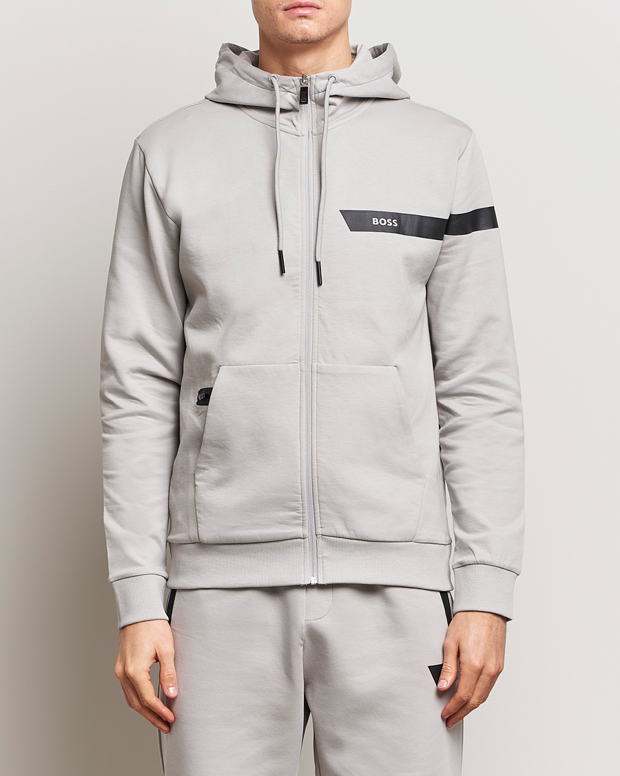 Herre | Gensere | BOSS GREEN | Saggy Full Zip Hoodie Open Grey