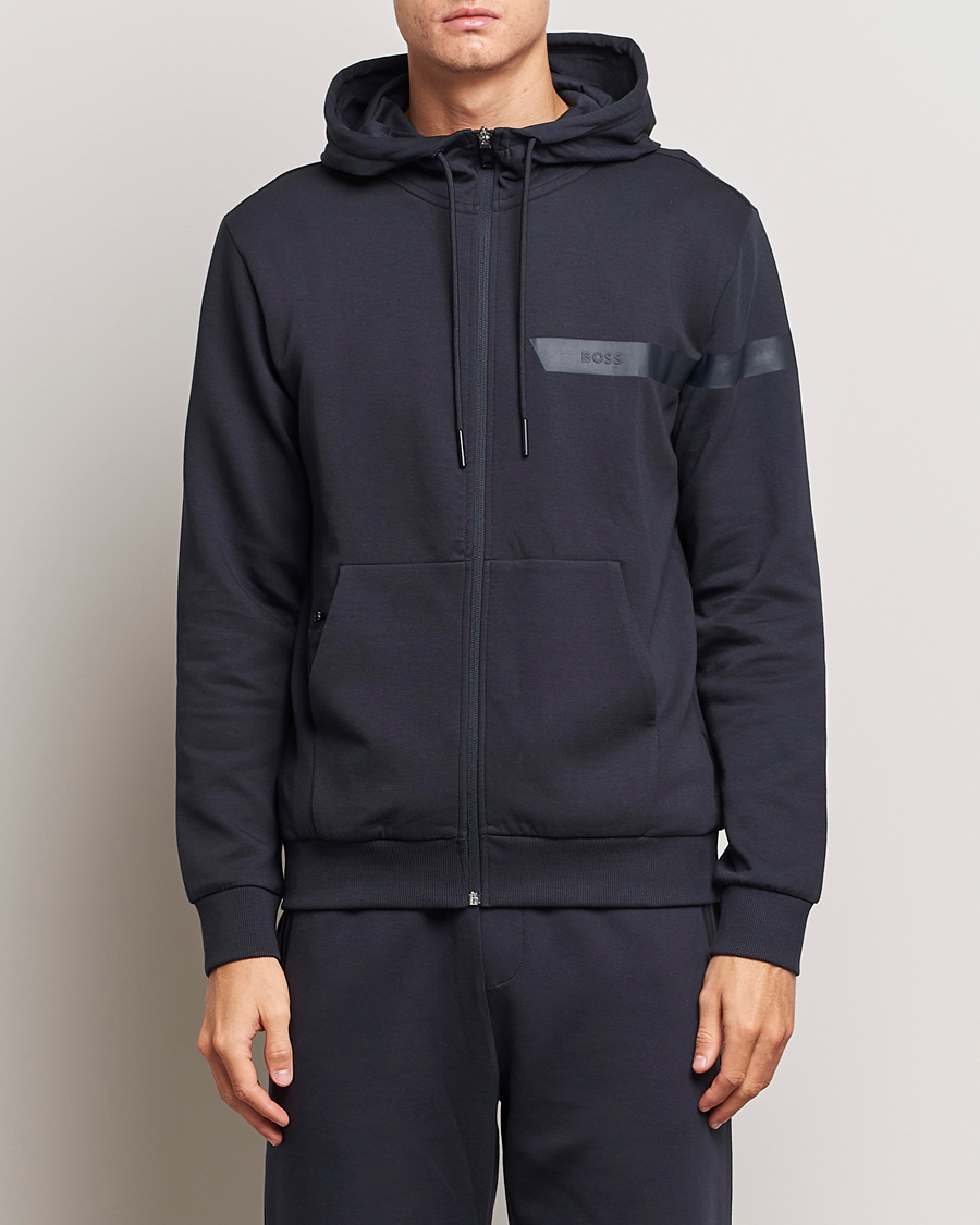 Herre | Gensere | BOSS GREEN | Saggy Full Zip Hoodie Dark Blue