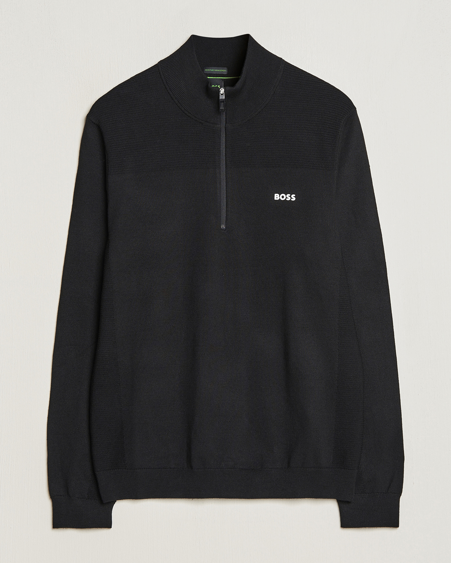 Herre | Gensere | BOSS GREEN | Momentum Knitted Half Zip Black