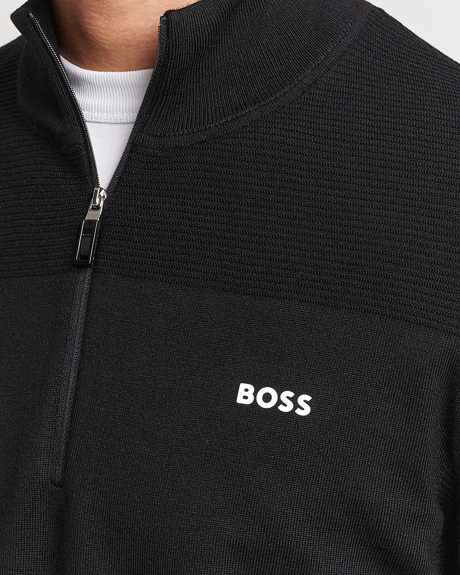 Herre | Gensere | BOSS GREEN | Momentum Knitted Half Zip Black