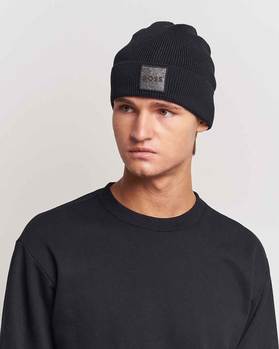 Herre | BOSS ORANGE Foxxy Logo Beanie Black | BOSS ORANGE | Foxxy Logo Beanie Black