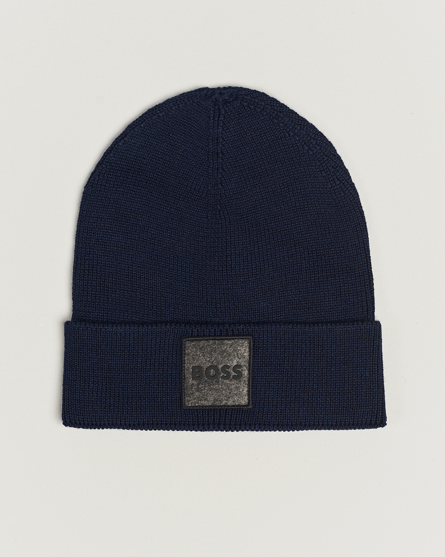 Herre | BOSS ORANGE Foxxy Logo Beanie Dark Blue | BOSS ORANGE | Foxxy Logo Beanie Dark Blue