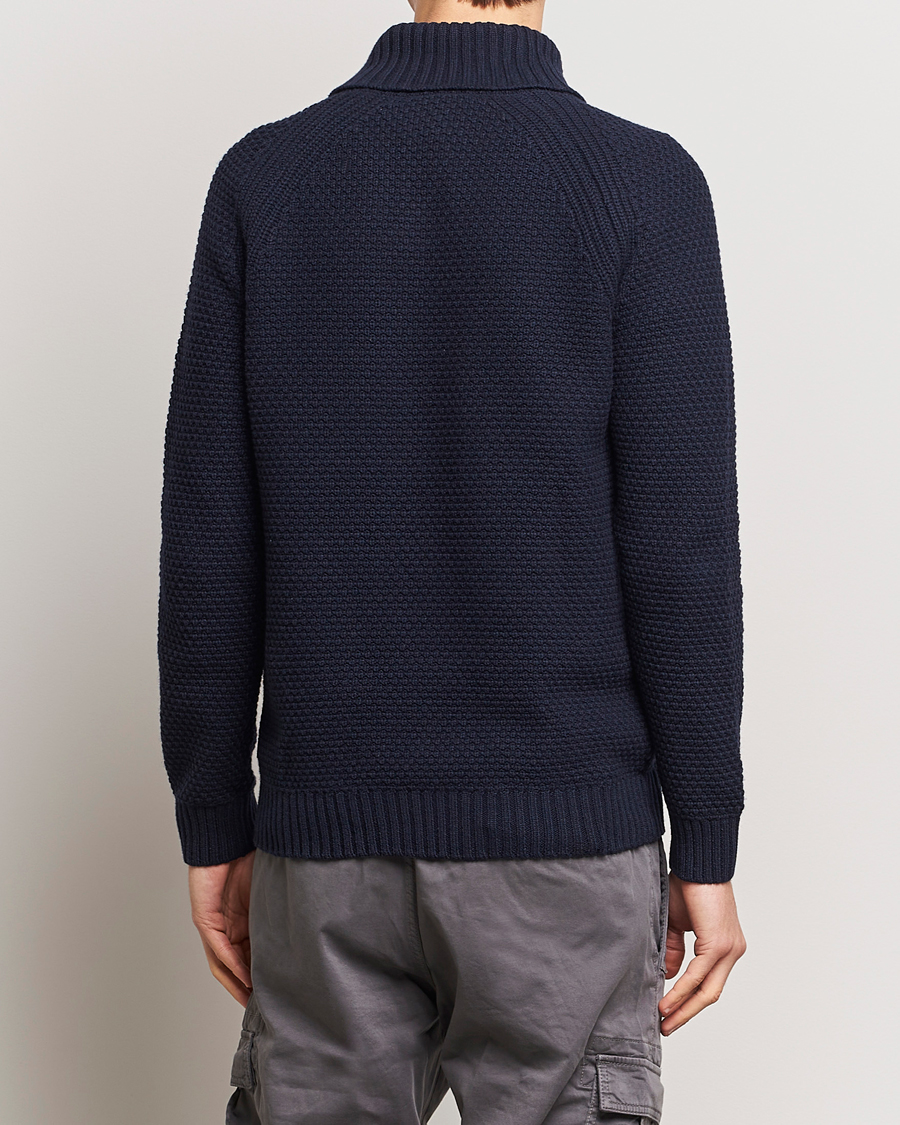 Herre | Gensere | BOSS ORANGE | Amado Heavy Knitted Shawl Collar Sweater Dark Blue