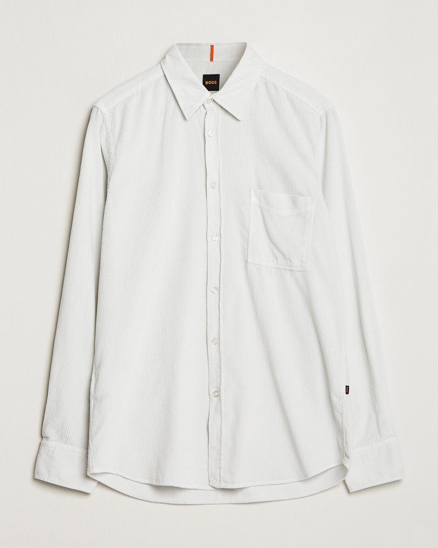 Herre | Skjorter | BOSS ORANGE | Relegant Corduroy Shirt Light Grey