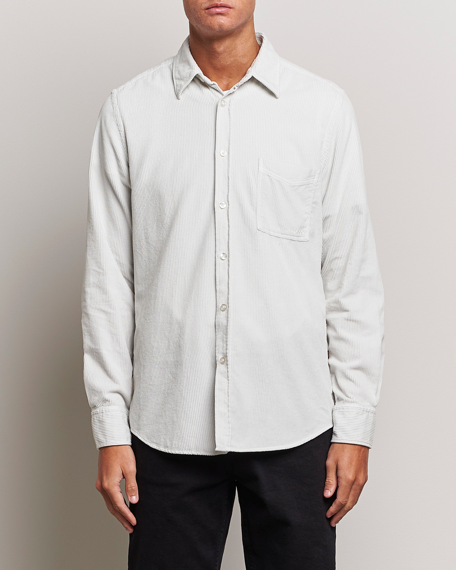 Herre | Cordfløyelskjorter | BOSS ORANGE | Relegant Corduroy Shirt Light Grey