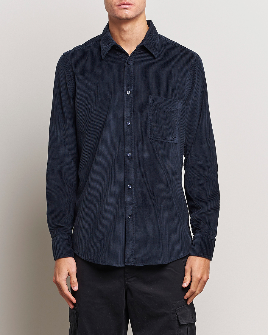 Herre | Cordfløyelskjorter | BOSS ORANGE | Relegant Corduroy Shirt Dark Blue