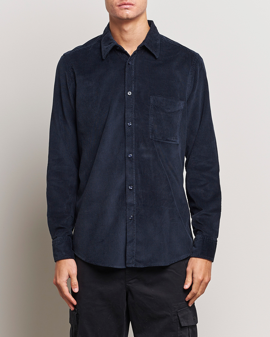 Herre |  | BOSS ORANGE | Relegant Corduroy Shirt Dark Blue