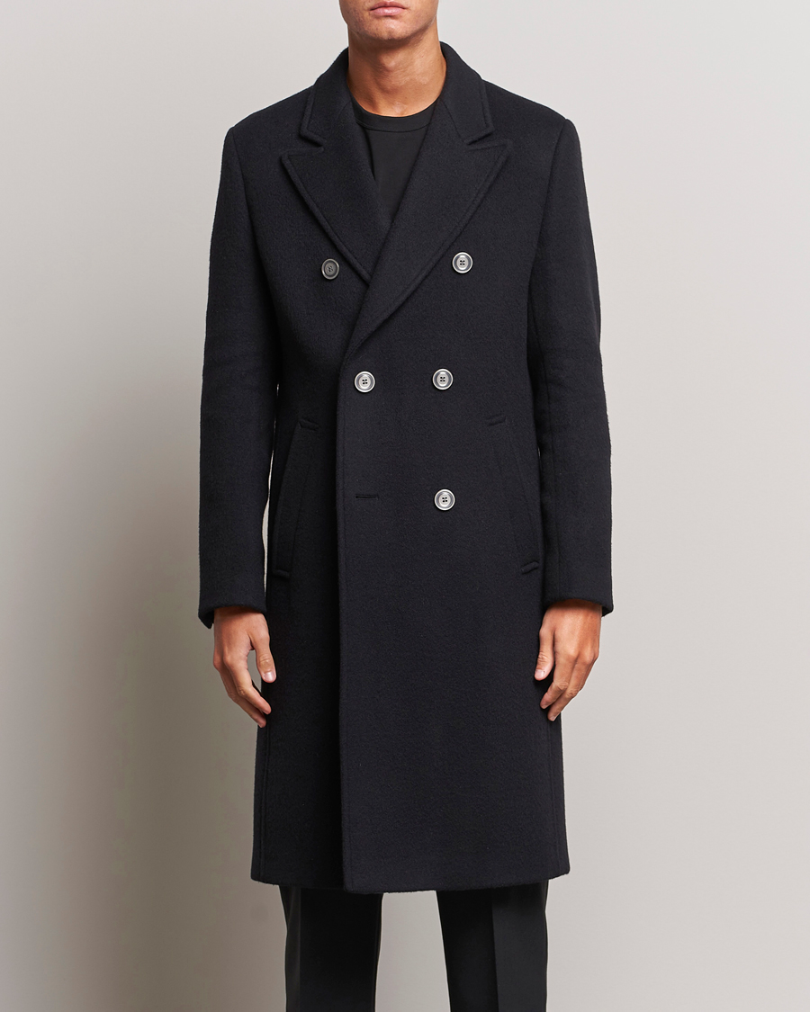 Herre | HUGO | HUGO | Miroy Wool Double Breasted Coat Black