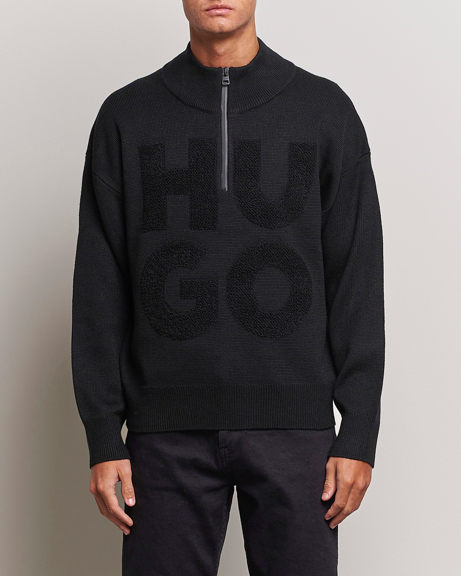 Herre | HUGO | HUGO | Sonel Knitted Half Zip Black
