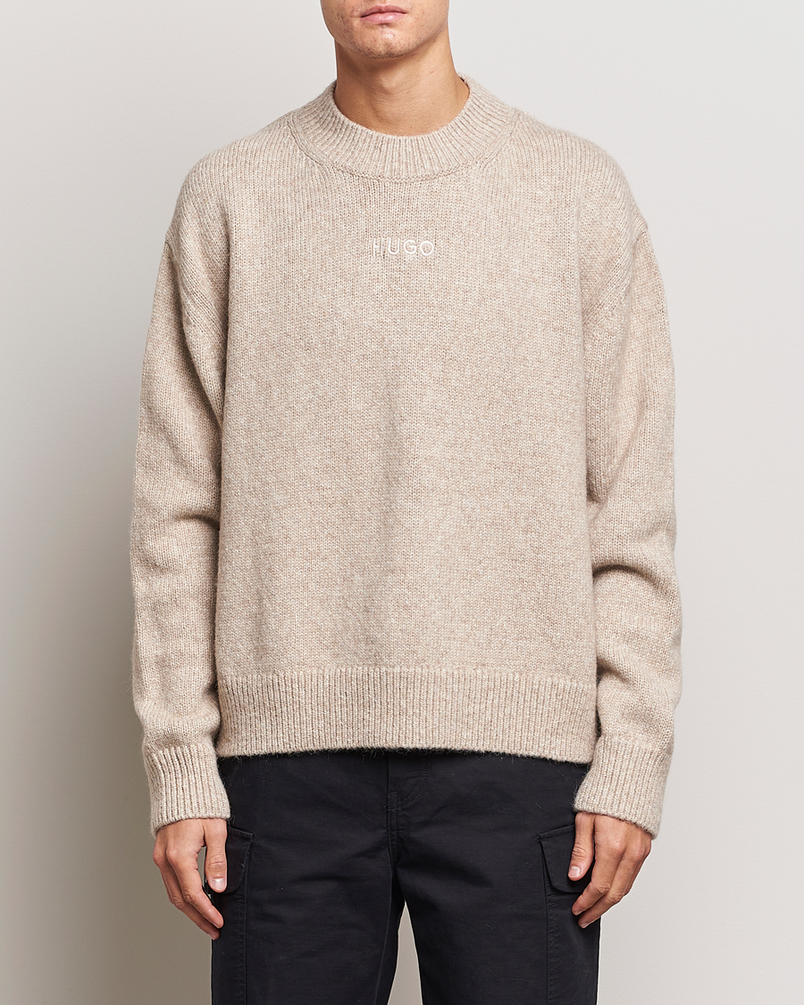 Herre | Gensere | HUGO | Seese Knitted Sweater Light Beige