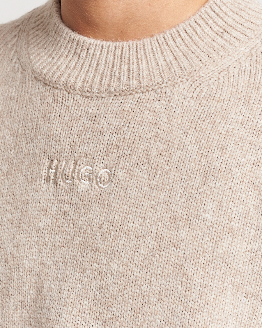 Herre | Gensere | HUGO | Seese Knitted Sweater Light Beige