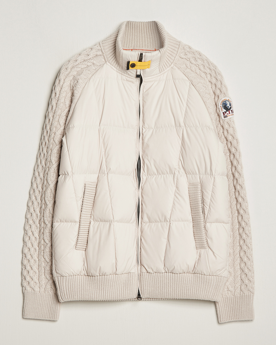 Herre | Jakker | Parajumpers | Great Aran Knitted Hybrid Jacket Bone