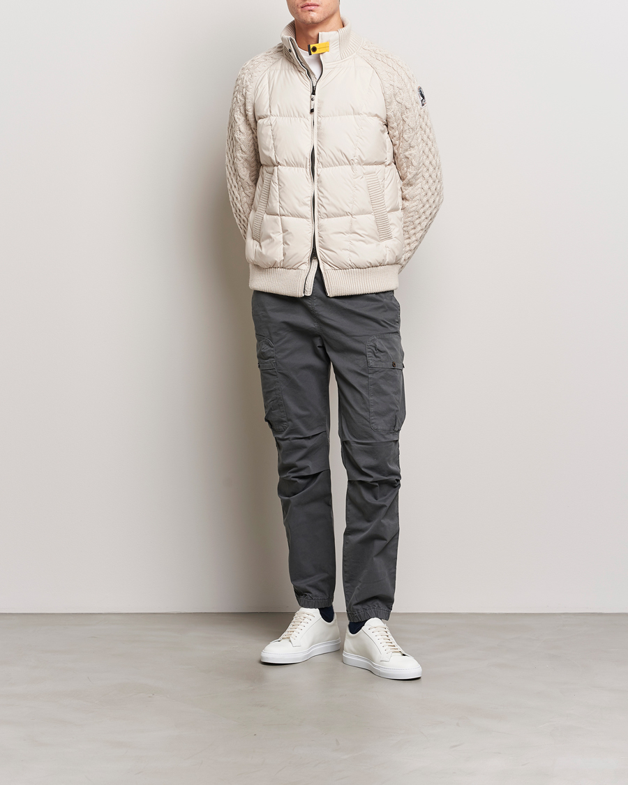 Herre | Jakker | Parajumpers | Great Aran Knitted Hybrid Jacket Bone