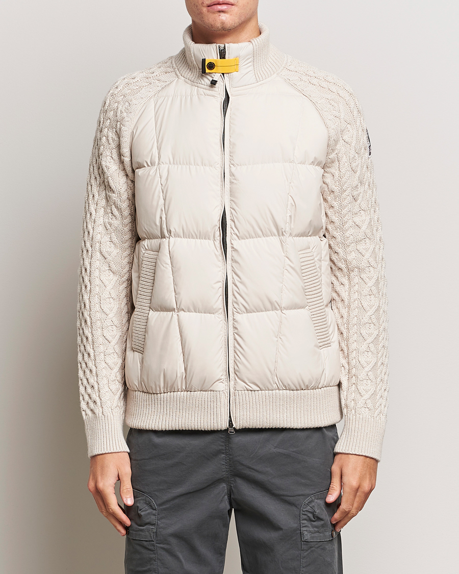 Herre | Jakker | Parajumpers | Great Aran Knitted Hybrid Jacket Bone