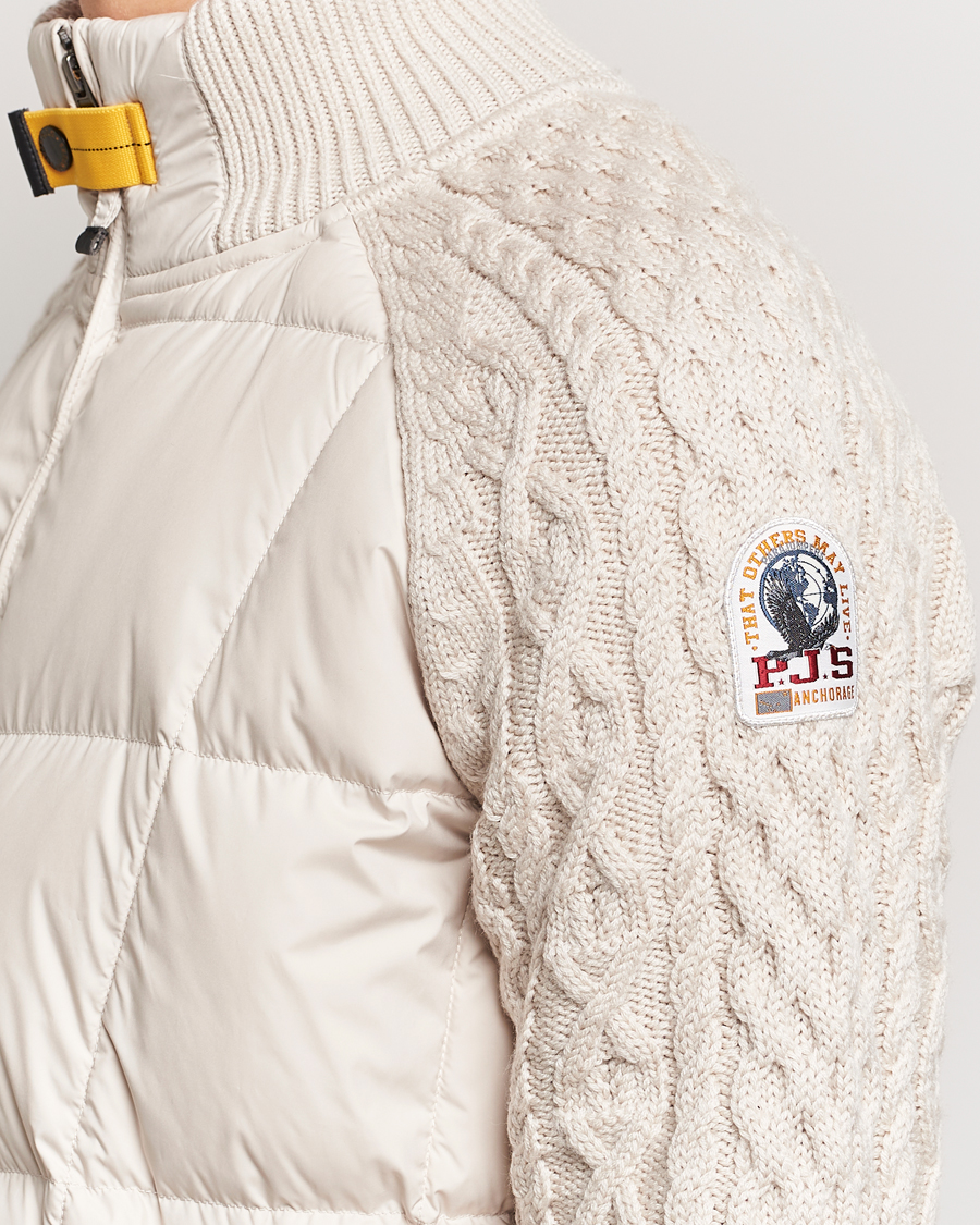 Herre | Jakker | Parajumpers | Great Aran Knitted Hybrid Jacket Bone