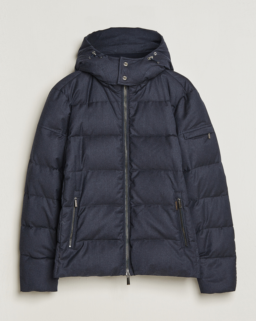 Herre | Jakker | MooRER | Brett Wool/Cashmere Hooded Jacket Blue Grey