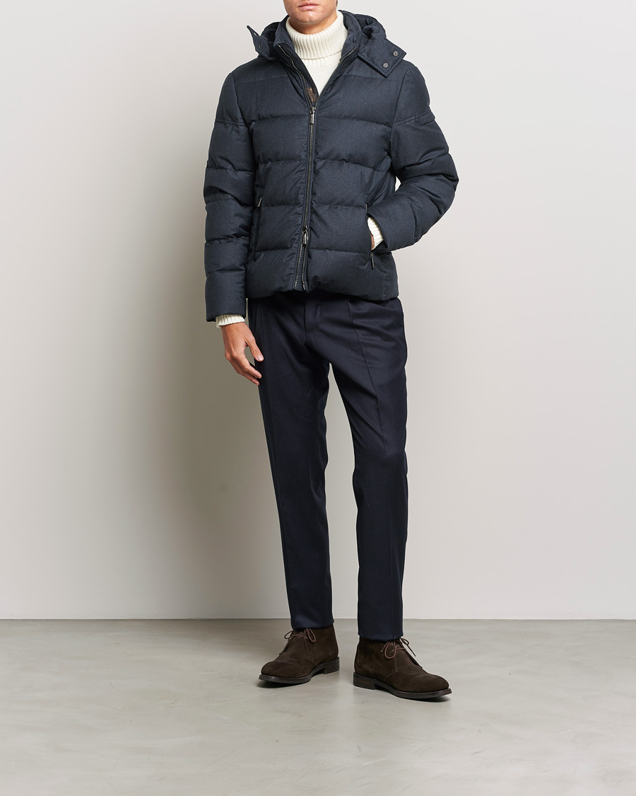 Herre | Jakker | MooRER | Brett Wool/Cashmere Hooded Jacket Blue Grey