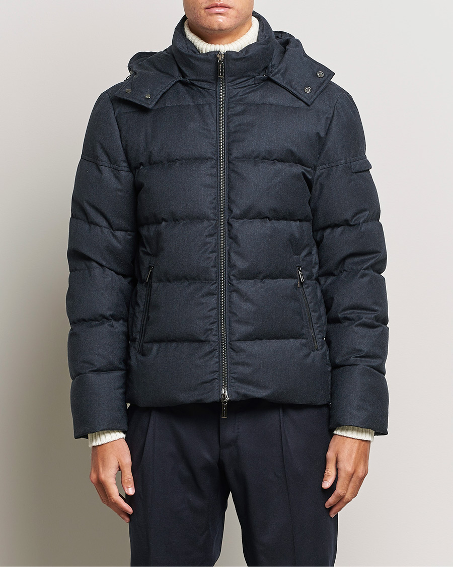 Herre | Jakker | MooRER | Brett Wool/Cashmere Hooded Jacket Blue Grey