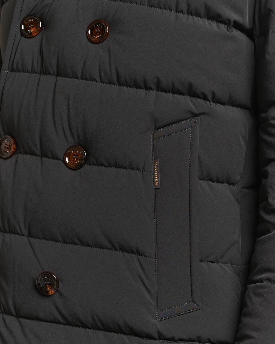 Herre | Jakker | MooRER | Florio Double Breasted Nylon Coat Dark Green