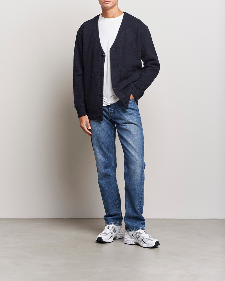 Herre | Gensere | NN07 | Ice Boiled Wool Cardigan Navy Blue