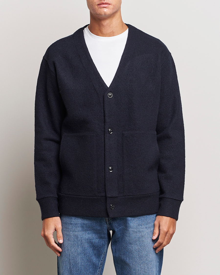 Herre | NN07 | NN07 | Ice Boiled Wool Cardigan Navy Blue