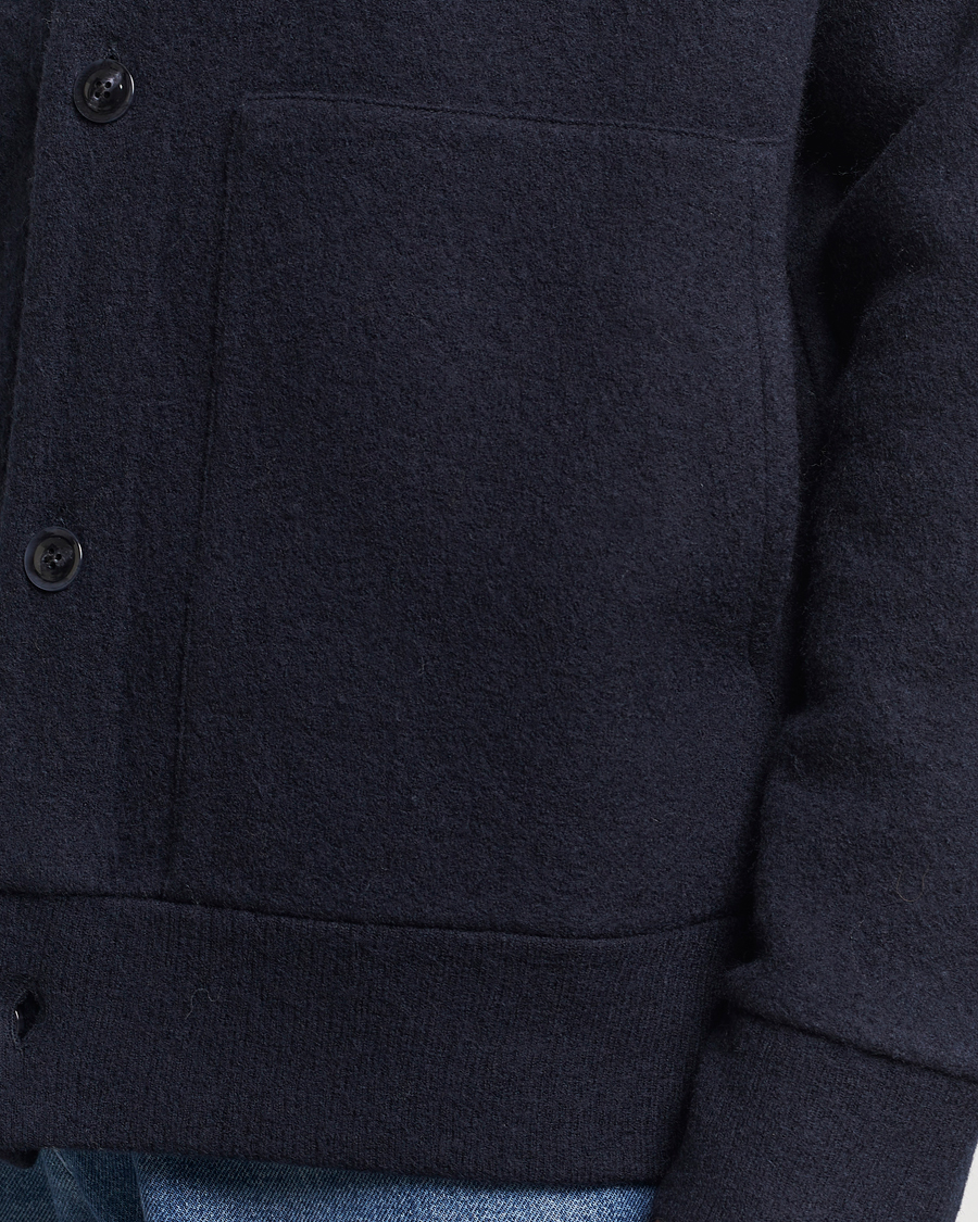 Herre | Gensere | NN07 | Ice Boiled Wool Cardigan Navy Blue