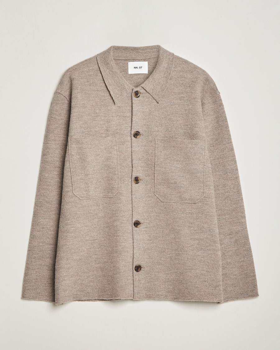 Herre | Gensere | NN07 | Jonas Boiled Wool Cardigan Khaki