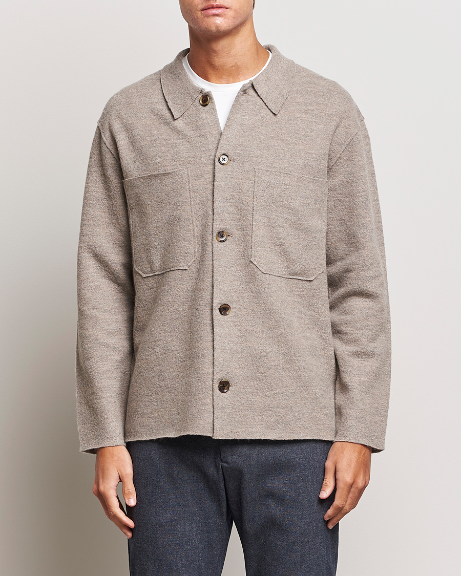 Herre | Gensere | NN07 | Jonas Boiled Wool Cardigan Khaki