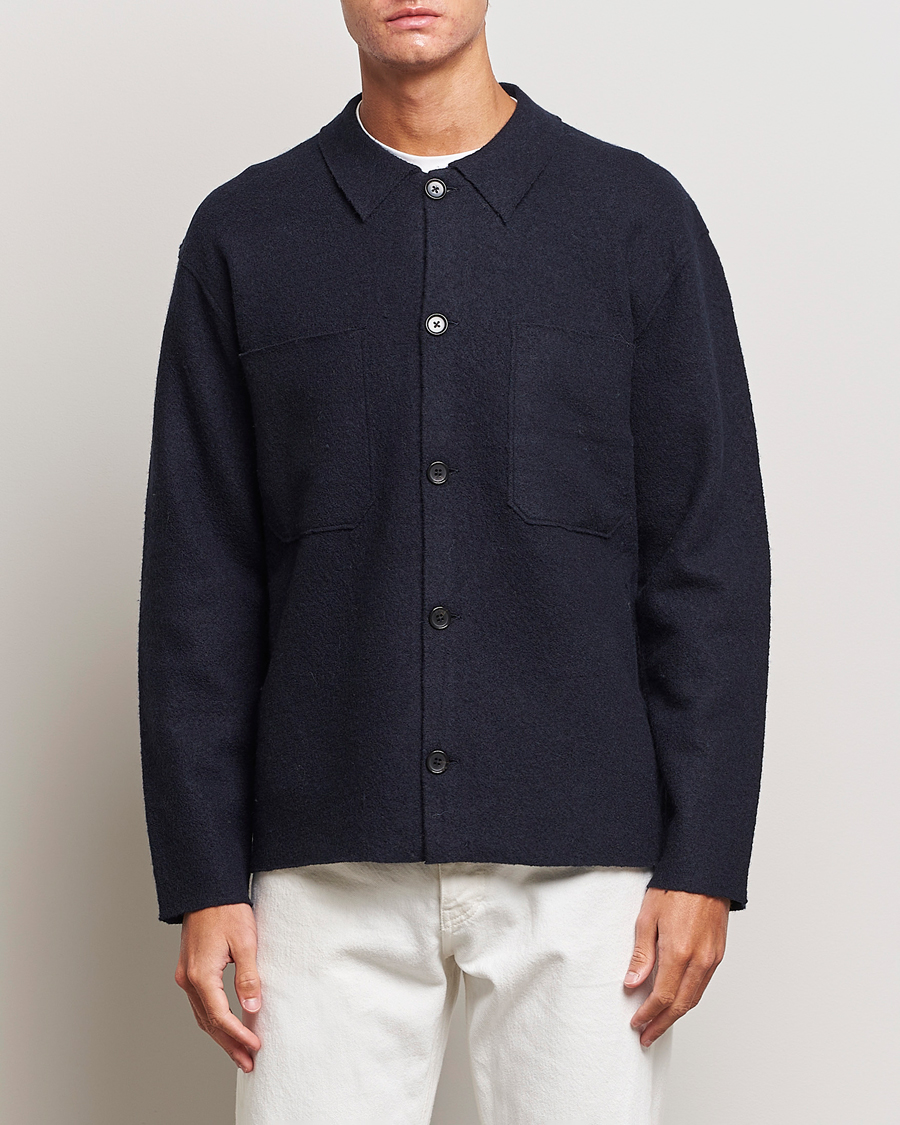 Herre | NN07 | NN07 | Jonas Boiled Wool Cardigan Navy Blue