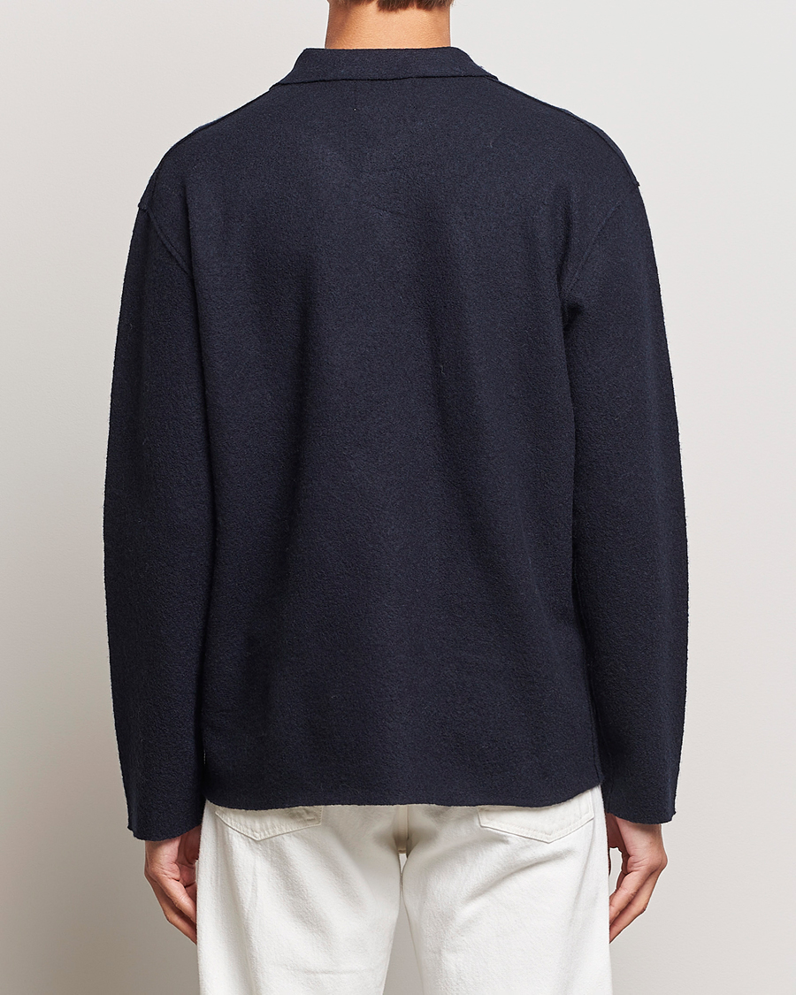 Herre | Gensere | NN07 | Jonas Boiled Wool Cardigan Navy Blue