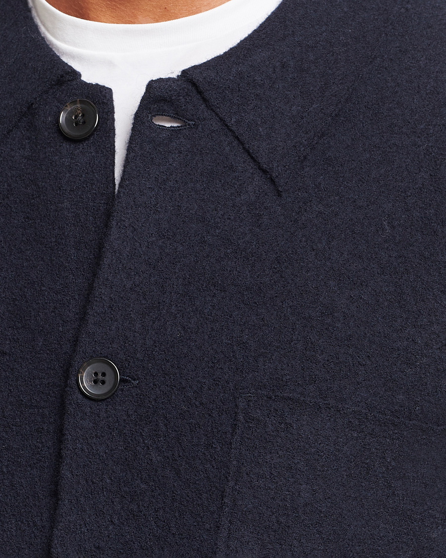 Herre | Gensere | NN07 | Jonas Boiled Wool Cardigan Navy Blue