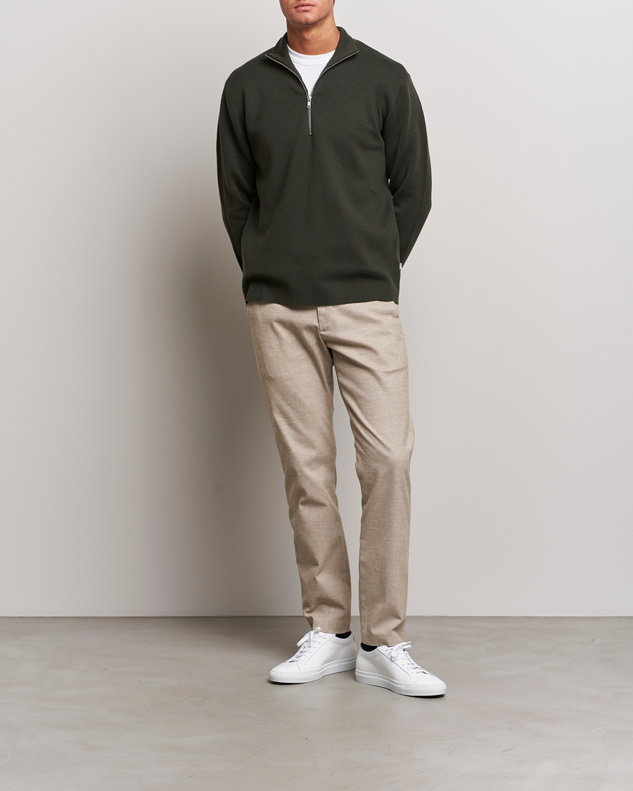 Herre | Gensere | NN07 | Harald Cotton/Modal Half Zip Dark Army