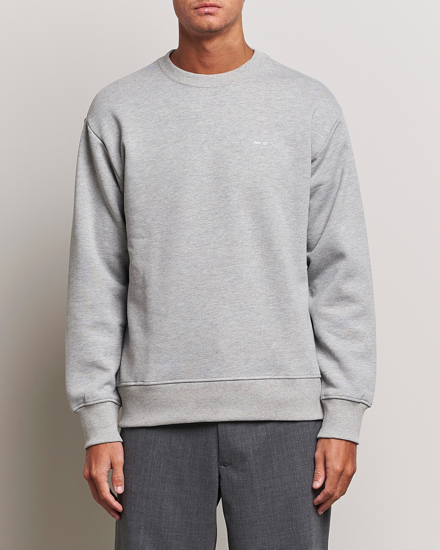 Herre | Klær | NN07 | Briggs Logo Crew Neck Sweatshirt Light Grey Melange
