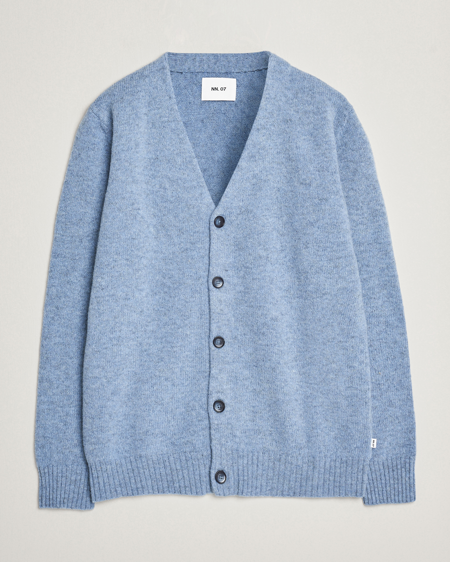 Herre | Gensere | NN07 | Nathan Brushed Cardigan Light Blue Melange