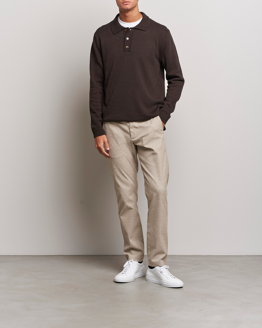 Herre | Gensere | NN07 | Vito Knitted Polo Demitasse Brown
