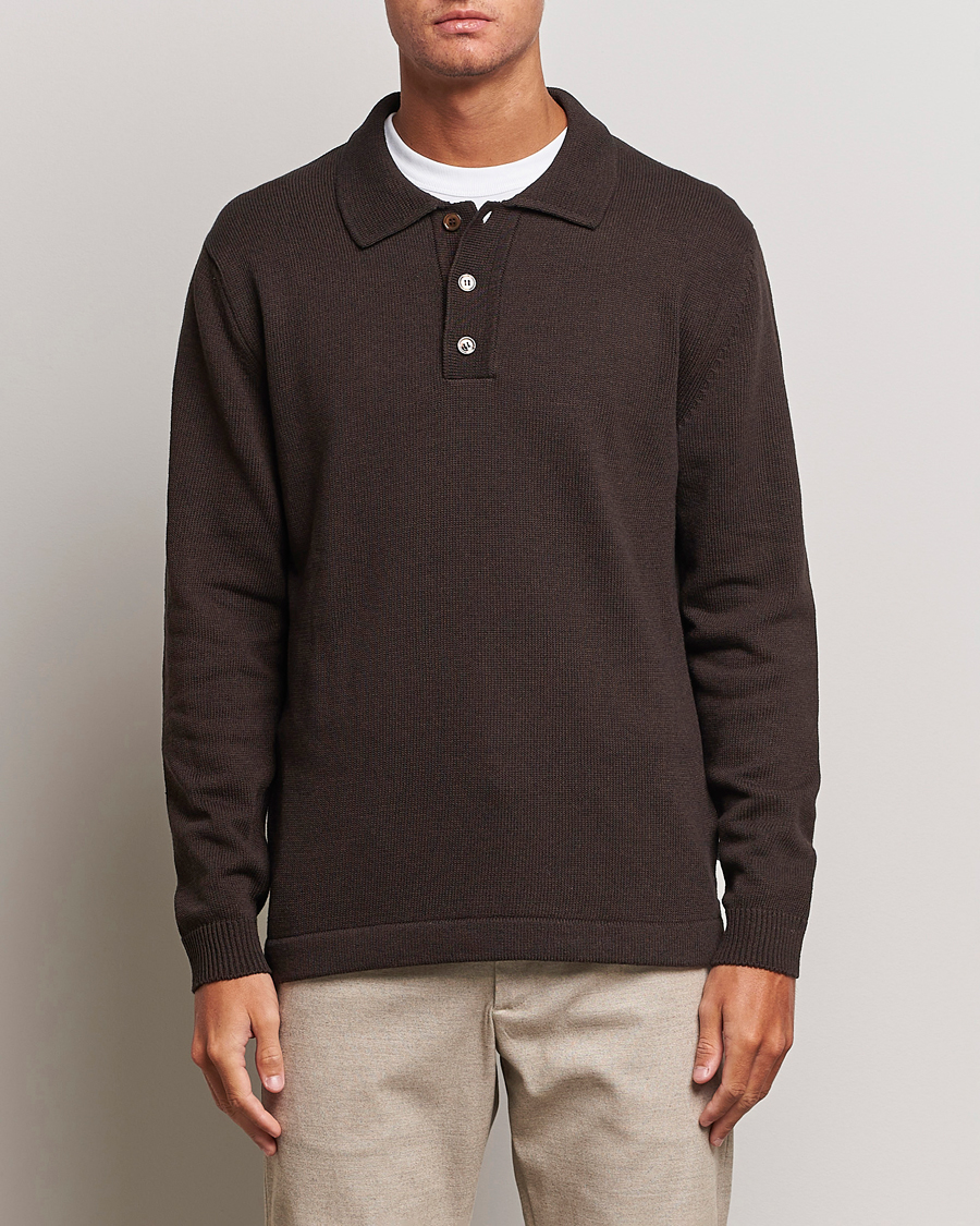 Herre | Gensere | NN07 | Vito Knitted Polo Demitasse Brown