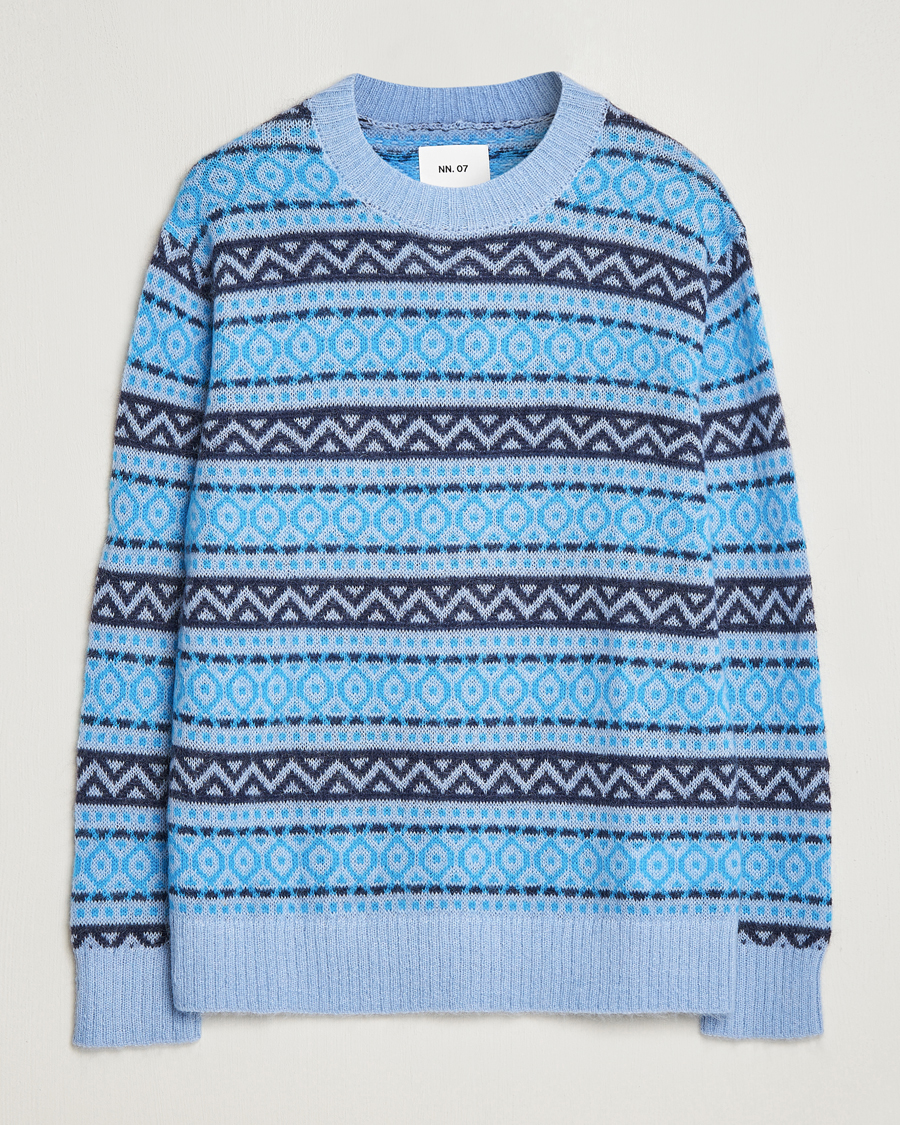 Herre |  | NN07 | Grant Wool Fairisle Sweater Light Blue